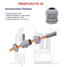 PRESETUPA PG29 , MATERIAL POLIAMIDA CULOARE GRI, IP68