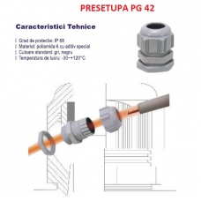 PRESETUPA PG42 , MATERIAL POLIAMIDA CULOARE GRI, IP68