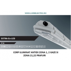 EXTRA-Ex-LED-2500-218-4K CORP ILUMINAT ANTIEX CU LED 28W ECHIVALENT 2X18W PENTRU ZONA 1,2 GAZE SI ZONA 21,22 PRAFURI, IP66
