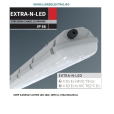 EXTRA-N-LED 18W CORP ILUMINAT ANTIEX CU LED 18W ECHIVALENT 2X18W PENTRU ZONA 2 GAZE SI ZONA 22 PRAFURI, IP66,