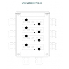 SKX 15/65 DOZA DE  DERIVATIE CU 8 PRESETUPE M25 POLIAMIDA, 4 TERMINALE SL5 4X4MMP, PENTRU ZONA 1, ZONA 2 GAZE