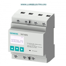 7KT1665 Contor Conexiune directa Masurare Energie Activa si reactiva cu montaj pe Sina Omega, PAC1600 L-L: 400 V, L-N: 230 V, 80 A, ModBus RTU, fara MID, Siemens  7KT PAC1600