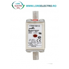 170M1561D Siguranta fuzibila ultrarapida MPR 25A, NH 000, curba ardere gR, 690 V AC, capacitate de rupere 200 kA, Eaton Bussmann