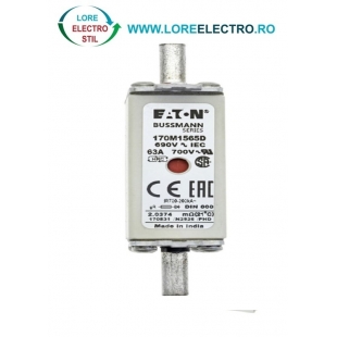 170M1565D Siguranta fuzibila ultrarapida MPR 63A, NH 000, curba ardere gR, 690 V AC, capacitate de rupere 200 kA, Eaton Bussmann