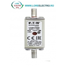 170M1566D Siguranta fuzibila ultrarapida MPR 80A, NH 000, curba ardere aR, 690 V AC, capacitate de rupere 200 kA, Eaton Bussmann