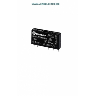 34.51.7.024.0010 mini releu ingust Finder 24V DC, 6A 250v 1SPDT ( 1 CONTACT BASCULANT NO / NC)