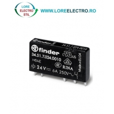 34.51.7.048.0010 mini releu ingust Finder 48V DC, 6A 250v 1SPDT ( 1 CONTACT BASCULANT NO/NC)