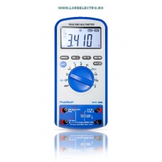 P3410  MULTIMETRU DIGITAL CU DISPLAY LCD, FUNCTIE TRUE RMS, TENSIUNE MAX 1000V AC/DC, MAX. 20 AC/DC, OHMETRU MAX. 60 MOhm, Frecventa max 1000 Khz, TEMPERATURA Max 1000C, Capacitate 6 mili Farad, PRODUCATOR PEAK TECH