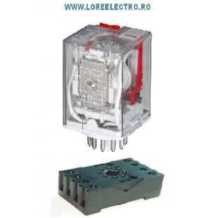 Releu intermediar tip RI 13 cu 3 contacte 10A, 11 pini si soclu, tensiune bobina 24 V ac,  producator IMO ANGLIA