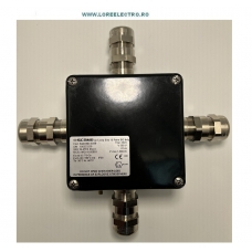 644.0345 Doza antiex zona 1, zona 2 gaze, cu 6 cleme Sir 2,5mmp gri + 2 cleme Sir 2,5 galben verde, prevazuta cu 4 presetupe metalice M20 pentru cabluri armate, SCAME