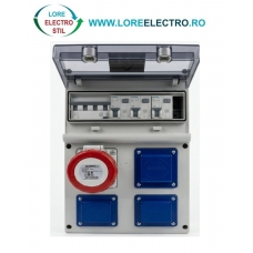 TABLOU ELECTRIC (ORGANIZATOR SANTIER) SCAME, ECHIPAT COMPLET, 3 X PRIZE MONOFAZATE, 1 X PRIZA TRIFAZATA, SIGURANTE DIFERENTIALE RCBO SIEMENS, GRAD DE PROTECTIE IP44/IP54