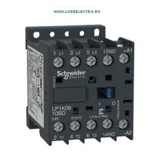 LP1K0610BD MINI CONTACTOR 6A, 3POLI, 1NO, TENSIUNE BOBINA 24V DC, SCHNEIDER ELECTRIC