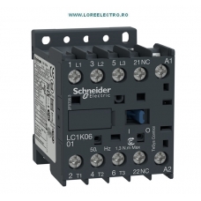LC1K0601B5 MINI CONTACTOR 6A, 3 POLI, 1 NC, TENSIUNE BOBINA 24V AC 50 HZ, SCHNEIDER ELECTRIC