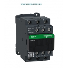 LC1D18BD CONTACTOR 18A, 3P 7,5KW BOBINA 24V DC CONSUM 5,2W, SCHNIEDER ELECTRIC