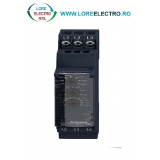 RM17TA00, releu de control pentru retele trifazate Schneider Harmony, functioneaza in intervalul 208-480 V AC, 1 contact inversor (C/O), capacitate de comutare 5A, avand functia de supraveghere a asimetrie intre faze