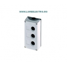 3SB3803-0AA3 CUTIE PLASTIC TREI MODULE CULOARE GRI, SIEMENS, GAURA BUTON COMANDA 22mm, CONEXIUNE CABLU 1XM20