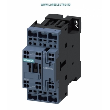 3RT2023-2BB40, CONTACTOR 9A Contactor 4KW / 400 V SIEMENS Sirius, tensiune bobina 24V DC, Auxiliar 1NO+1NC, S0, CONEXIUNE CLEME ARC