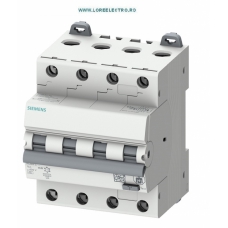 5SU1646-7FP06 Siguranta diferentiala combinata 6A, 300mA, curba C, RCBO 6A tip A, 4 Module, 6KA, Siemens