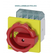 3LD2103-1TL53 Intrerupator General 25A, cheie pornit oprit 3pol + N, 9,5Kw, Montaj pe Usa, Culoare Rosu Galben Tip Pacco, SIEMENS