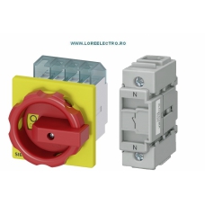 3LD2804-0TK53 + 3LD9280-0B Intrerupator general 125A, cheie pornit-oprit 3poli+N 45Kw, Tip Pacco, Maner Rosu Galben SIEMENS