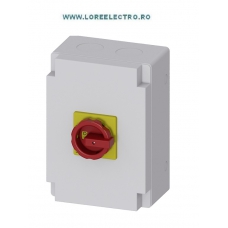 3LD2766-0TB53 + 3LD9280-0C cutie plastic cu cheie100A intrerupator pornit-oprit 3poli+N, 37Kw, Miner Rosu Galben Tip Pacco, Siemens,