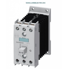 3RF2420-1AB45 CONTACTOR STATIC ELECTRONIC TRIFAZAT 20A CONTROL 2 FAZE, SIEMENS, TENSIUNE DE FORTA 48V .. 600V AC, TENSIUNE DE COMANDA 4 .. 30V DC CU RADIATOR