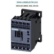 3RH2140-2BB40 RELEU CONTACTOR 6A , 4 POLI, SIEMENS 4 NO , SIRIUS, TENSIUNE BOBINA 24V DC CU CLEME ARC ( CAGE CLAMP)