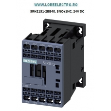 3RH2131-2BB40 RELEU CONTACTOR 6A , 4 POLI, SIEMENS 3 NO + 1NC , SIRIUS, TENSIUNE BOBINA 24V DC CU CLEME ARC ( CAGE CLAMP)