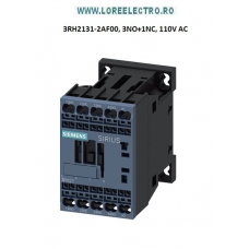 3RH2131-2AF00 RELEU CONTACTOR 6A , 4 POLI, SIEMENS 3 NO + 1 NC , SIRIUS, TENSIUNE BOBINA 110V AC CU CLEME ARC ( CAGE CLAMP)