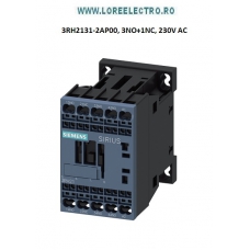 3RH2131-2AP00 RELEU CONTACTOR 6A , 4 POLI, SIEMENS 3 NO + 1 NC , SIRIUS, TENSIUNE BOBINA 230V AC CU CLEME ARC ( CAGE CLAMP)