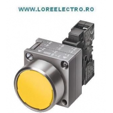 3SB3603-0AA21 BUTON METALIC PLAT ROSU SIEMENS NEILUMINABIL CU AUXILIAR 1 NC