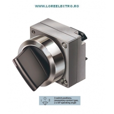 3SB3500-2EA11 CAP CHEIE COMANDA METALICA NEAGRA 3 POZITII 1 - 0 - 2 SIEMENS SIRIUS CU REVENIRE