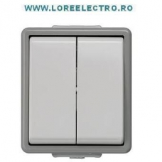 5TA4705 INTRERUPATOR DUBLU - COMUTATOR SIEMENS, Montaj Aparent, CULOARE GRI, IP 44