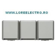 5UB4731 PRIZA SCHUKO TRIPLA CU CAPAC, CULOARE GRI, SIEMENS, MONTAJ APARENT, IP 44