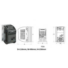 6SL3211-0AB11-2UA1 CONVERTIZOR FRECVENTA, SIEMENS, SINAMICS G110, MONOFAZAT 0,12 KW, 0,9A, 230V, GABARIT FSA , FARA FILTRU EMC, FARA BOP