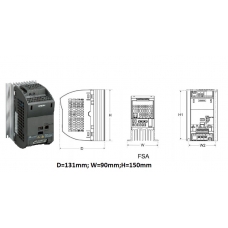 6SL3211-0AB15-5UA1 CONVERTIZOR FRECVENTA, SIEMENS, SINAMICS G110, MONOFAZAT 0,55 KW, 3,2A, 230V, GABARIT FSA , FARA FILTRU EMC, FARA BOP