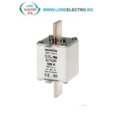 3NE1224-3 siguranta fuzibila ultrarapida MPR 160A Siemens, curba gR, Gupa NH 1, 690V ac, 250V DC, prindere cu suruburi