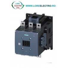 3RT1076-6AB36 contactor Siemens 500A, Putere 250 kW 400V, tensiune bobina 24V AC/DC, conexiune bare, Gabarit S14, 2NO+2NC