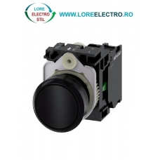 3SU1100-0AB10-1BA0, BUTON DE COMANDA COMPLET SIEMENS SIRIUS, DIAMETRU DE 22 MM, NEGRU, CU REVENIRE, 1NO, CONEXIUNE CU SURUB