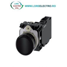 3SU1100-0AB10-1FA0, BUTON DE COMANDA COMPLET SIEMENS SIRIUS, DIAMETRU DE 22 MM, NEGRU, CU REVENIRE, 1NO+1NC, CONEXIUNE CU SURUB