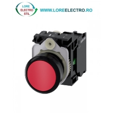 3SU1100-0AB20-1BA0, BUTON DE COMANDA COMPLET SIEMENS SIRIUS, DIAMETRU DE 22 MM, ROSU, CU REVENIRE, 1NO, CONEXIUNE CU SURUB