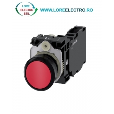 3SU1100-0AB20-1FA0, BUTON DE COMANDA COMPLET SIEMENS SIRIUS, DIAMETRU DE 22 MM, ROSU, CU REVENIRE, 1NC+1NO, CONEXIUNE CU SURUB