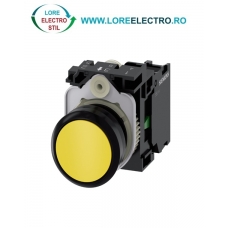 3SU1100-0AB30-1BA0, BUTON DE COMANDA COMPLET SIEMENS SIRIUS, DIAMETRU DE 22 MM, GALBEN, CU REVENIRE, 1NO, CONEXIUNE CU SURUB