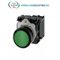 3SU1100-0AB40-1BA0, BUTON DE COMANDA COMPLET SIEMENS SIRIUS, DIAMETRU DE 22 MM, VERDE, CU REVENIRE, 1NO, CONEXIUNE CU SURUB