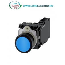 3SU1100-0AB50-1FA0, BUTON DE COMANDA COMPLET SIEMENS SIRIUS, DIAMETRU DE 22 MM, ALBASTRU, CU REVENIRE, 1NO+1NC, CONEXIUNE CU SURUB