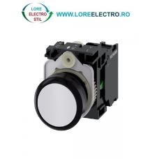 3SU1100-0AB60-1BA0, BUTON DE COMANDA COMPLET SIEMENS SIRIUS, DIAMETRU DE 22 MM, ALB, CU REVENIRE, 1NO, CONEXIUNE CU SURUB