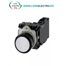 3SU1100-0AB60-1FA0, BUTON DE COMANDA COMPLET SIEMENS SIRIUS, DIAMETRU DE 22 MM, ALB, CU REVENIRE, 1NO+1NC, CONEXIUNE CU SURUB