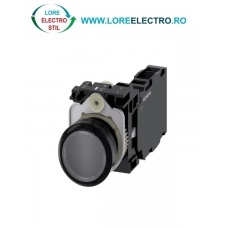3SU1100-0AB70-1FA0, BUTON DE COMANDA COMPLET SIEMENS SIRIUS, DIAMETRU DE 22 MM, TRANSPARENT, CU REVENIRE, 1NO+1NC, CONEXIUNE CU SURUB