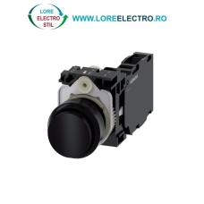3SU1100-0BB10-1FA0, BUTON DE COMANDA COMPLET SIEMENS SIRIUS, DIAMETRU DE 22 MM, NEGRU, INALT, CU REVENIRE, 1NO+1NC, CONEXIUNE CU SURUB