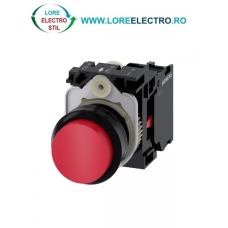 3SU1100-0BB20-1CA0, BUTON DE COMANDA COMPLET SIEMENS SIRIUS, DIAMETRU DE 22 MM, ROSU, INALT, CU REVENIRE, 1NC, CONEXIUNE CU SURUB